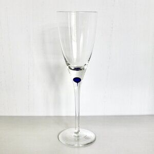 New Dansk Vintage 90's Crystal Wine Glass with Royal Blue Accent